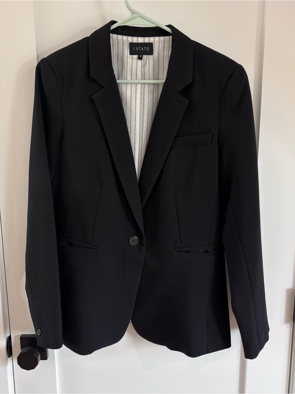 1.STATE Women’s Black One Button Blazer Size 10 Tailored Career